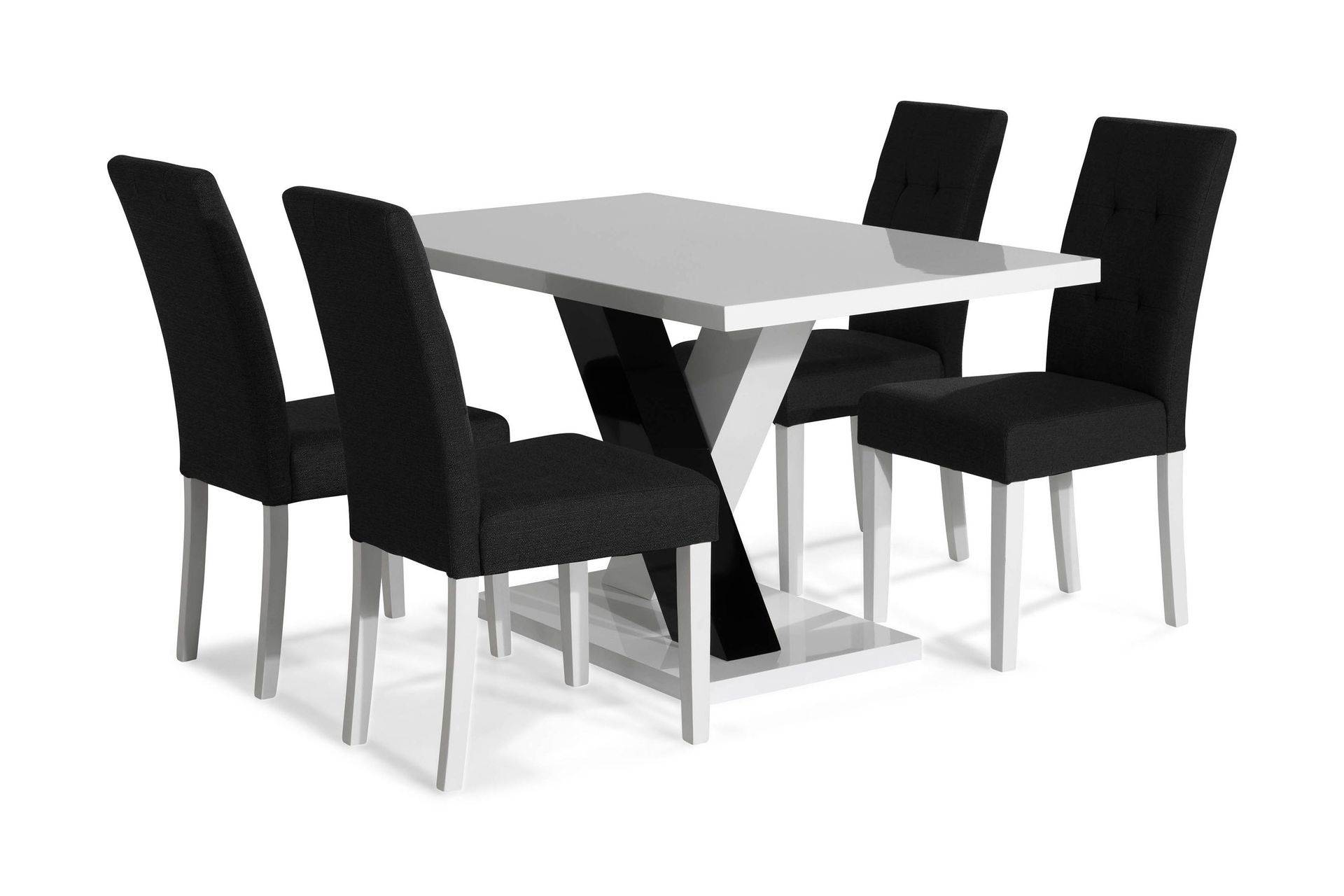 Cesi Matgrupp 140 cm med 4 Viktor Stol - Vit/Svart/Svart PU Vit Scandinavian Choice