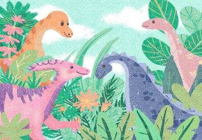 Barnmatta - Dino Friends (multi) (Storlek: 120 x 170 cm)