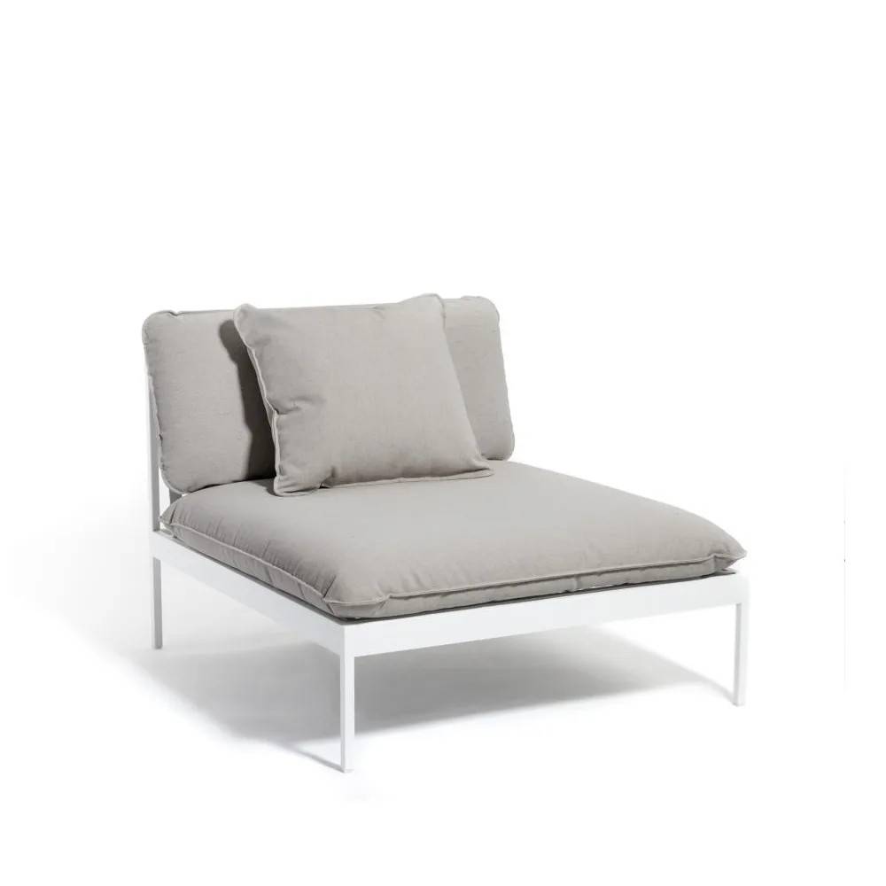 Skargaarden Bönan modulsofa Sunbrella Sling light grey, 1-personers, lysegrå aluminiumsramme