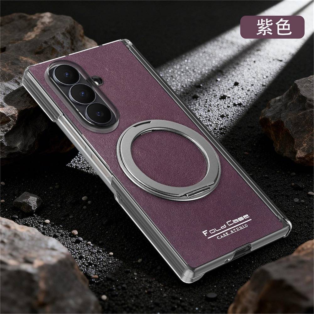 For Samsung Galaxy Z Fold 8 Ultra 5G 2026 Leather Case Rotating Ring Holder Folding Phone Samsung Z Fold8 7 6 5 4 Magnetic Cover