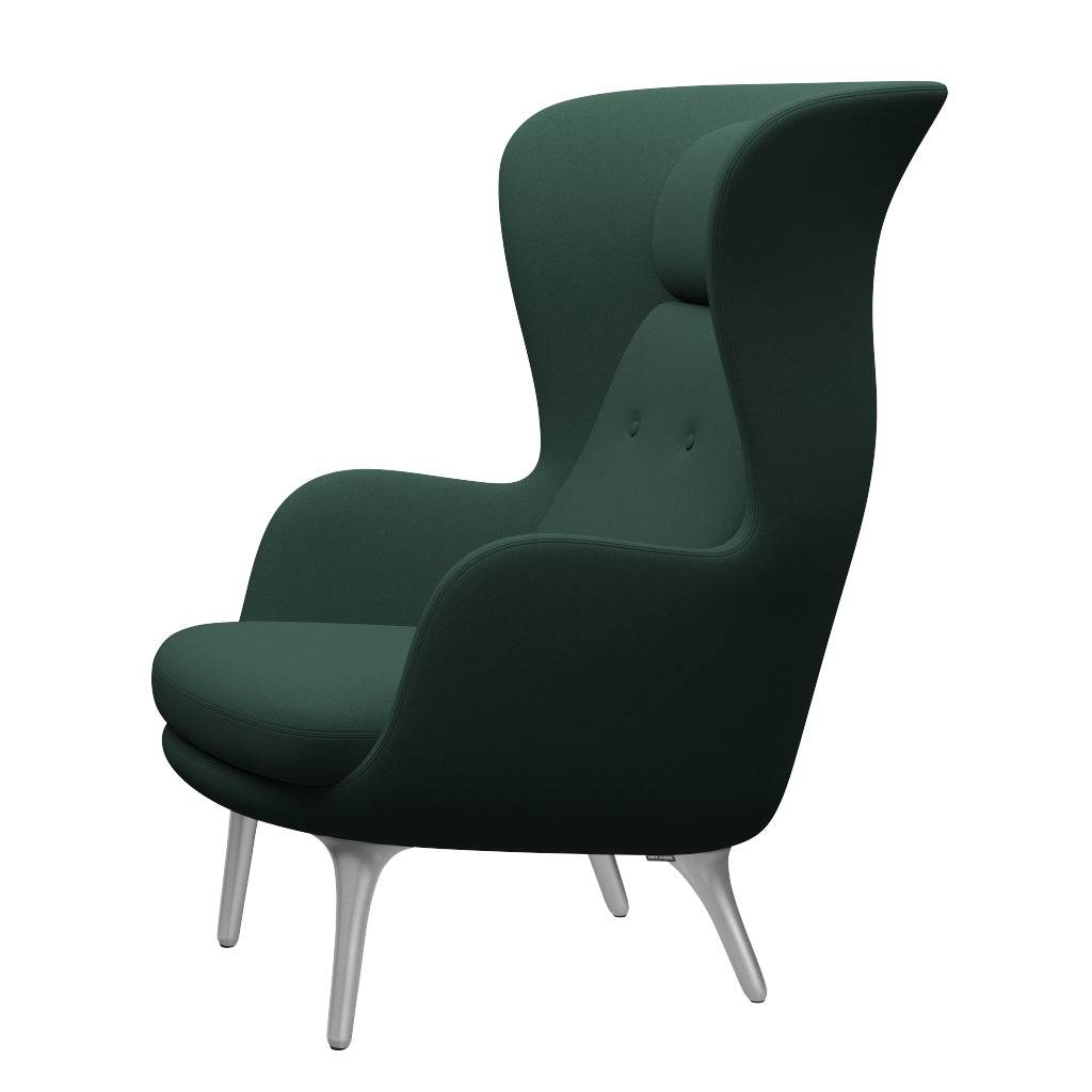 Ro Lænestol m. stel i aluminium fra Fritz Hansen Christianshavn - 1160 Dark Green Uni - Jacobsen Plus