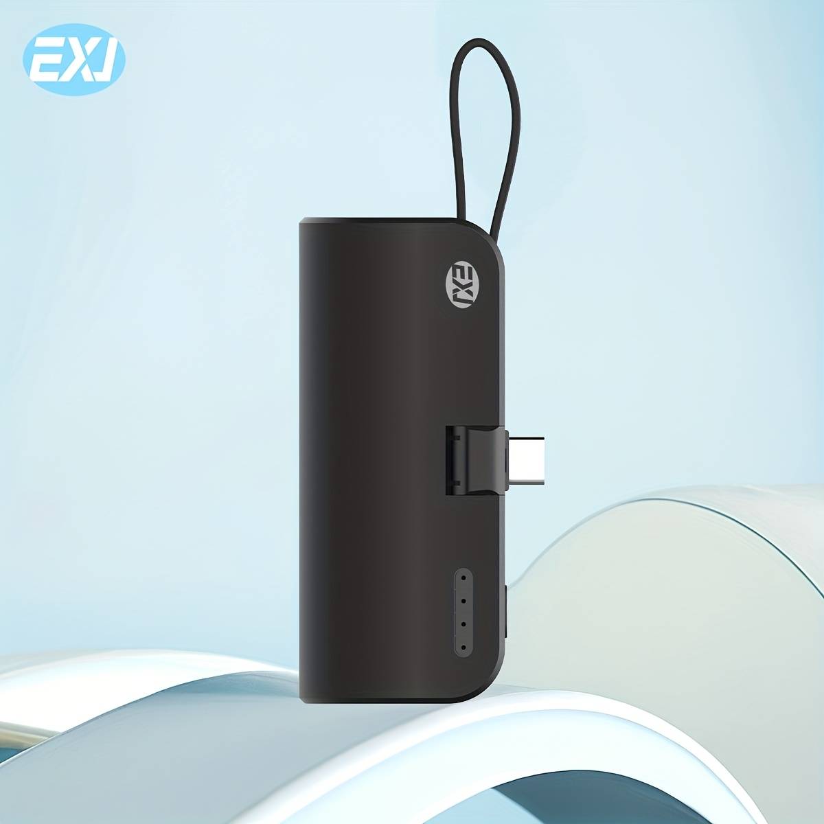 TEMU Exj-5000mah Mini Portable Power Bank, Equipped With Dual Usb And Type-c Ports, Mini Charger And Lithium Polymer Battery, With Flashlight, Compatible With Some Iphone And Devices.