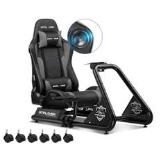 GTPLAYER Simulator-cockpit, Sim Racing-cockpit, racingsimulator med rattstativ, högtalare och pedalhylla
