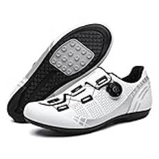 Cykelskor Herr Dam, Mountain Bikes Skor Med Spd Cleats Unisex Cykelskor Road Bikes Skor För Män Road Car Lock Skor För Utomhus Inomhus, White A-40 EU