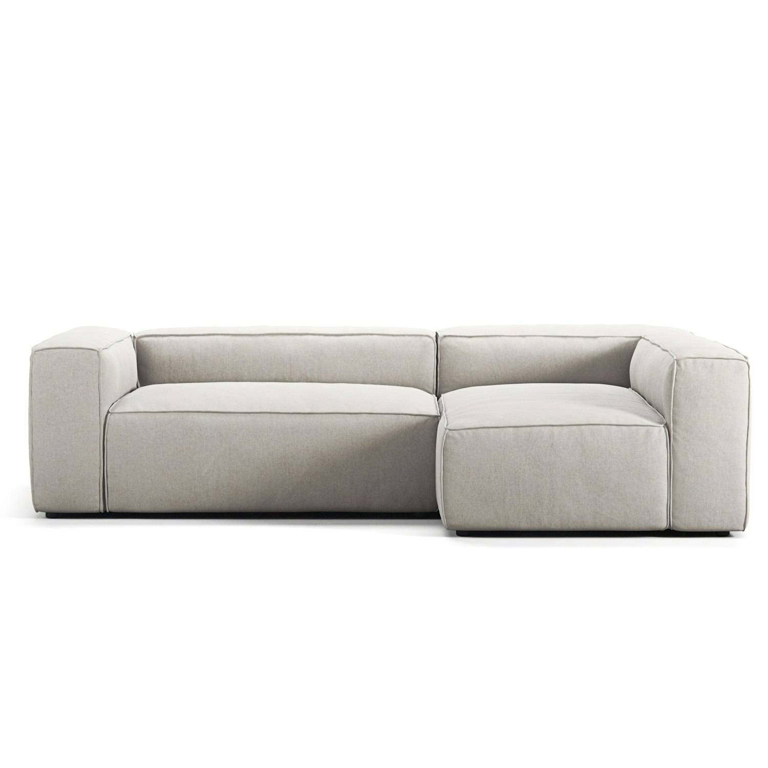 Decotique Grand 3-personers Sofa Divan Højre - Hjørnesofaer & Divansofaer Mikro-chenille Moon White - 328019-328019.