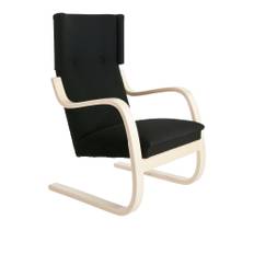 Artek - Fåtölj 401, Tyg, Zebra, Klarlackad björk - Fåtöljer - Alvar Aalto - Trä