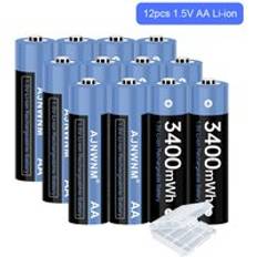 1.5v aa uppladdningsbara litiumjonbatterier 3400 mwh aa 1.5v litiumpolymerbatterier uppladdningsbara aa batterier 1.5v aa batterier - 12 st aa