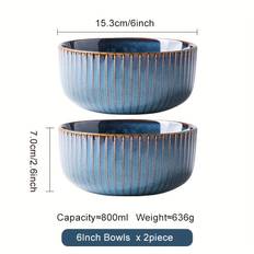 TEMU 2pcs 6-inch Ceramic Bowls, 27oz Dessert Bowl, Cereal Bowl, Ice Cream Bowl, Snack Bowl, Suitable For Dishwasher And Microwave, Suitable For Soup, Oatmeal, Salad, Pasta