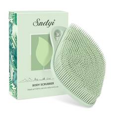 Sndyi Silikon Körperbürste, Silikon Duschbürste für Sanfter Exfoliierender,Blatt-förmiger Silicone Body Scrubber mit Schaumbildenden Borsten, Silicone Duschschwamm für Empfindliche Haut, Tannen Grün