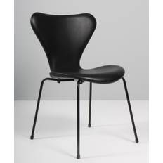 Arne Jacobsen, 3107 “Syveren”, Stole anilin læder, Sort Pure