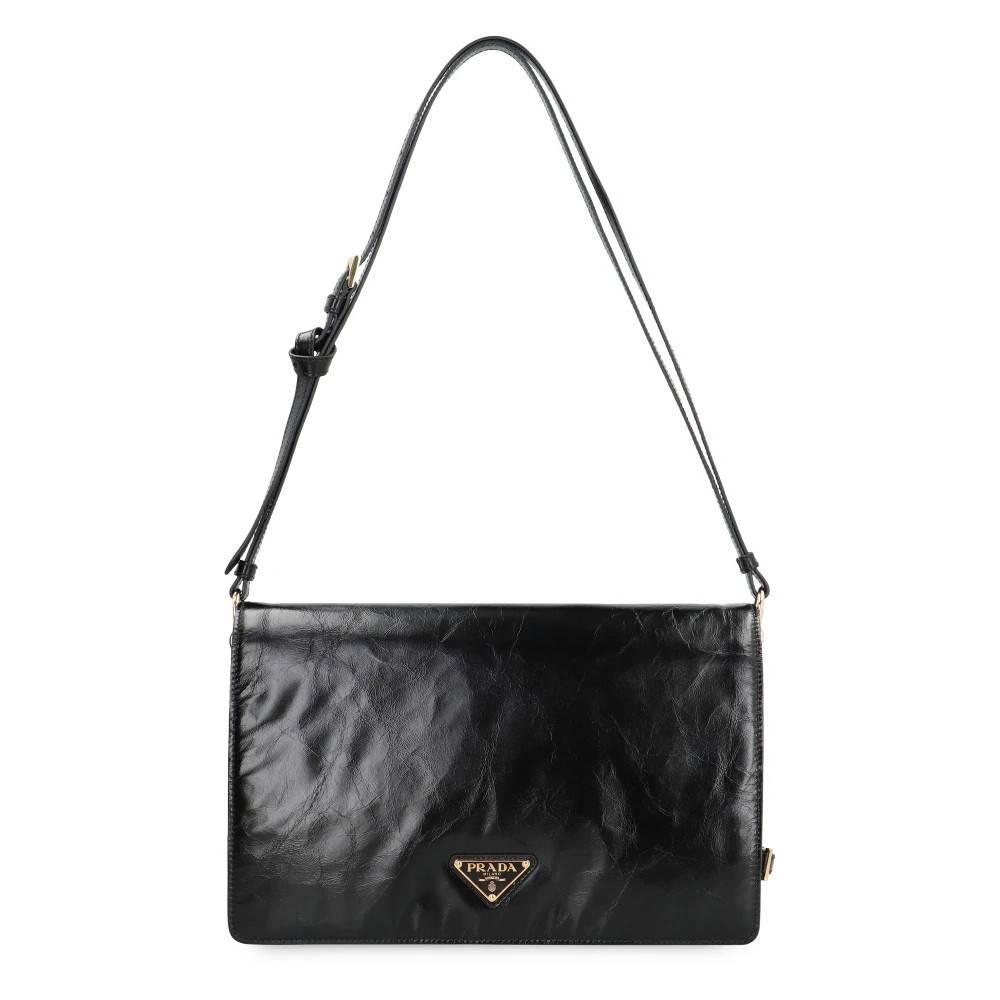 Prada Medium Læder Skuldertaske - Tasker - Dame - Sort - ONE SIZE - Uld