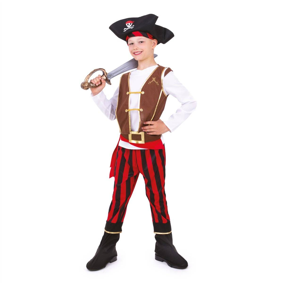 Piratkostume til børn 4-delt sæt 140-150 cm.