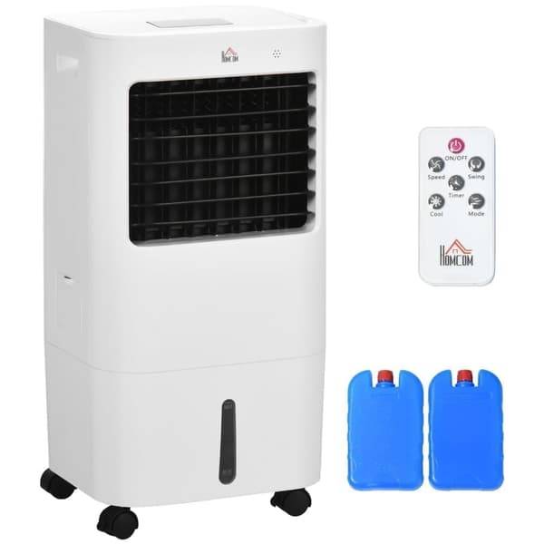3-i-1 mobil luftkøler med luftbefugtning, 15 L, 60° sving, 65 W, 8 t timer, fjernbetjening, 20 m², hvid 32×37×69 cm