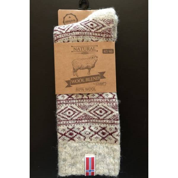 Charm-ragsokker 80% uld m/norsk flag 39/42 Grå/koks