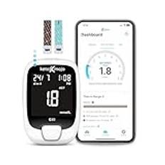 KETO-MOJO GKI Bluetooth Glucose & Ketone Testing Kit (mmol/L) + Free APP for Ketosis & Diabetes Management. 20 Blood Test Strips (10 Each), Meter, 20 Lancets, Lancing Device, and Control Solutions