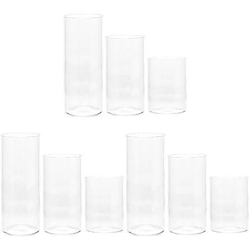 DOITOOL Cylindervaser av glas 9 st cylindervaser av klart glas för bordstillbehör orkane-ljushållare av för blockljus flytande ljusvas för bröllopsdekoration (3