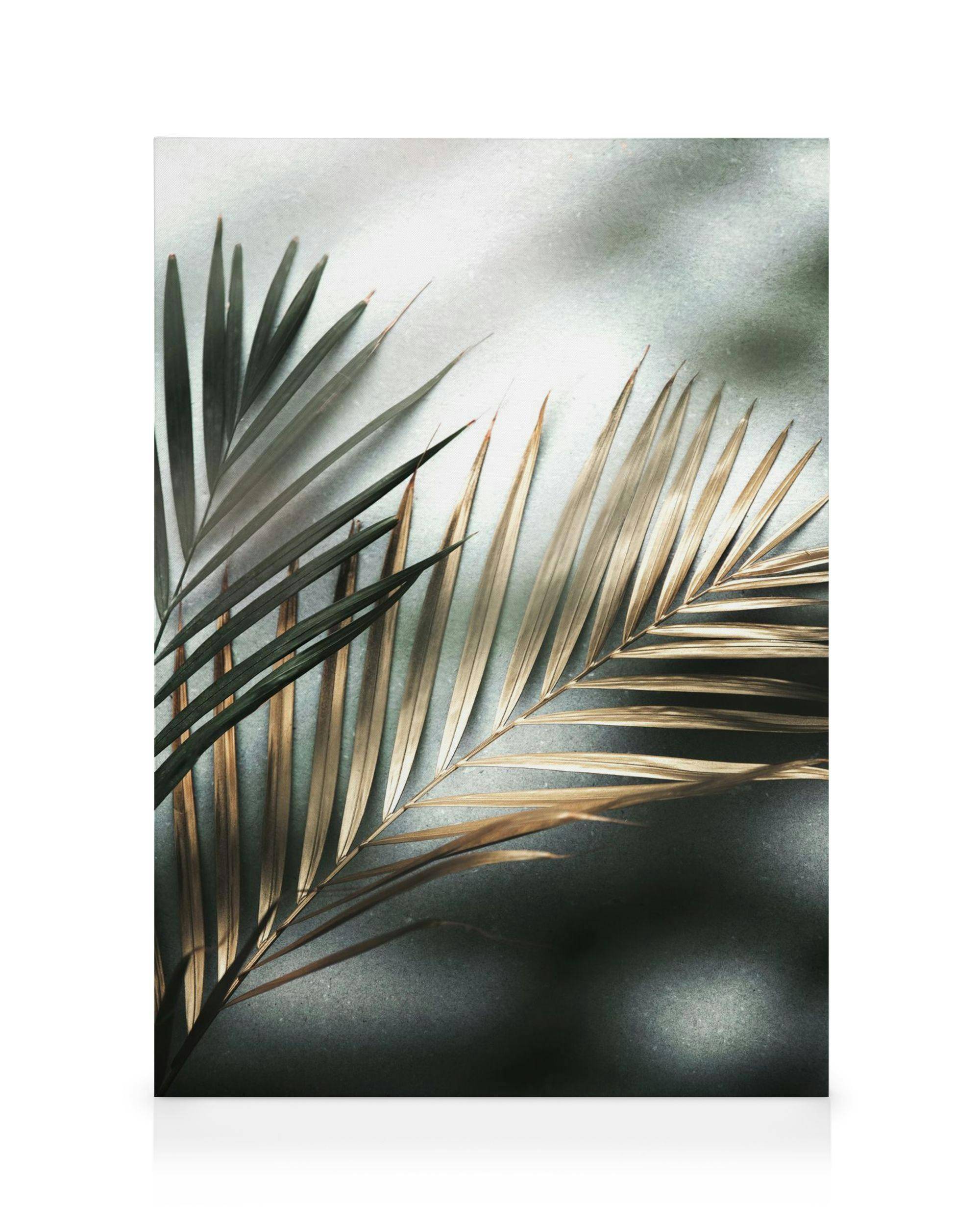 Canvastavlor Golden Palm Canvastavla (50x70 cm - Svart ram)
