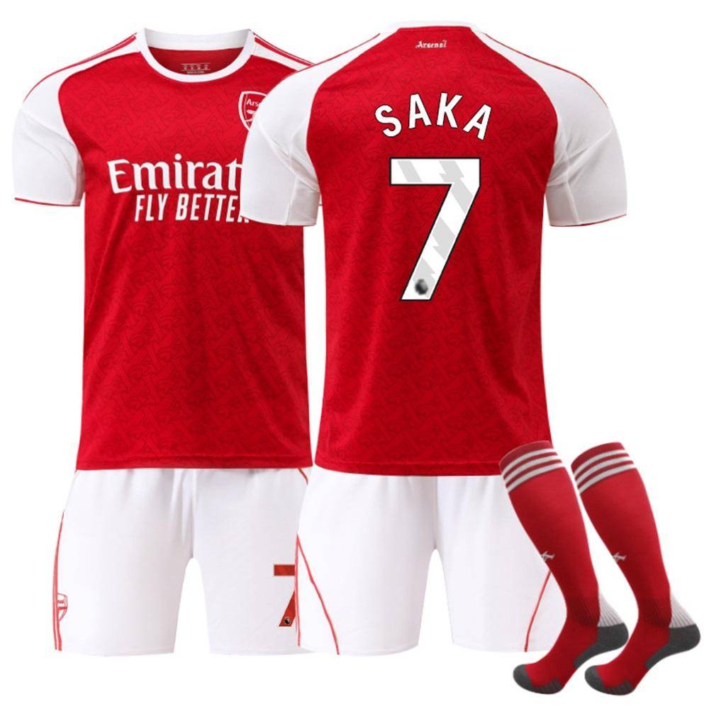 Arsenal Hemma 25/26 #7 SAKA Set: Matchtröja, Träningsbyxor och Strumpor röd