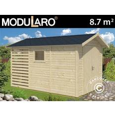 Dobbelt redskabsskur Redskabsrum Haveskur i træ Lojo, 2,4x3,64x2,64m, 8,7m², Natur