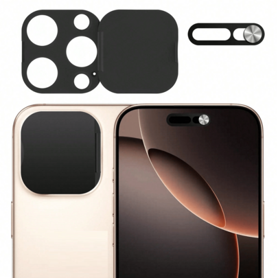 1 st integritetsskyddande hölje kompatibelt med Apple 17 Pro/17 Pro Max, inkluderar 1 integritetsskydd för främre kamera och 1 anti-spionkamera-skydd, - Svart (Multi-size)