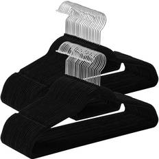 Tøjbøjler 50-Pak Non-Slip - Bøjle Med Fløjlsoverflade - Sort