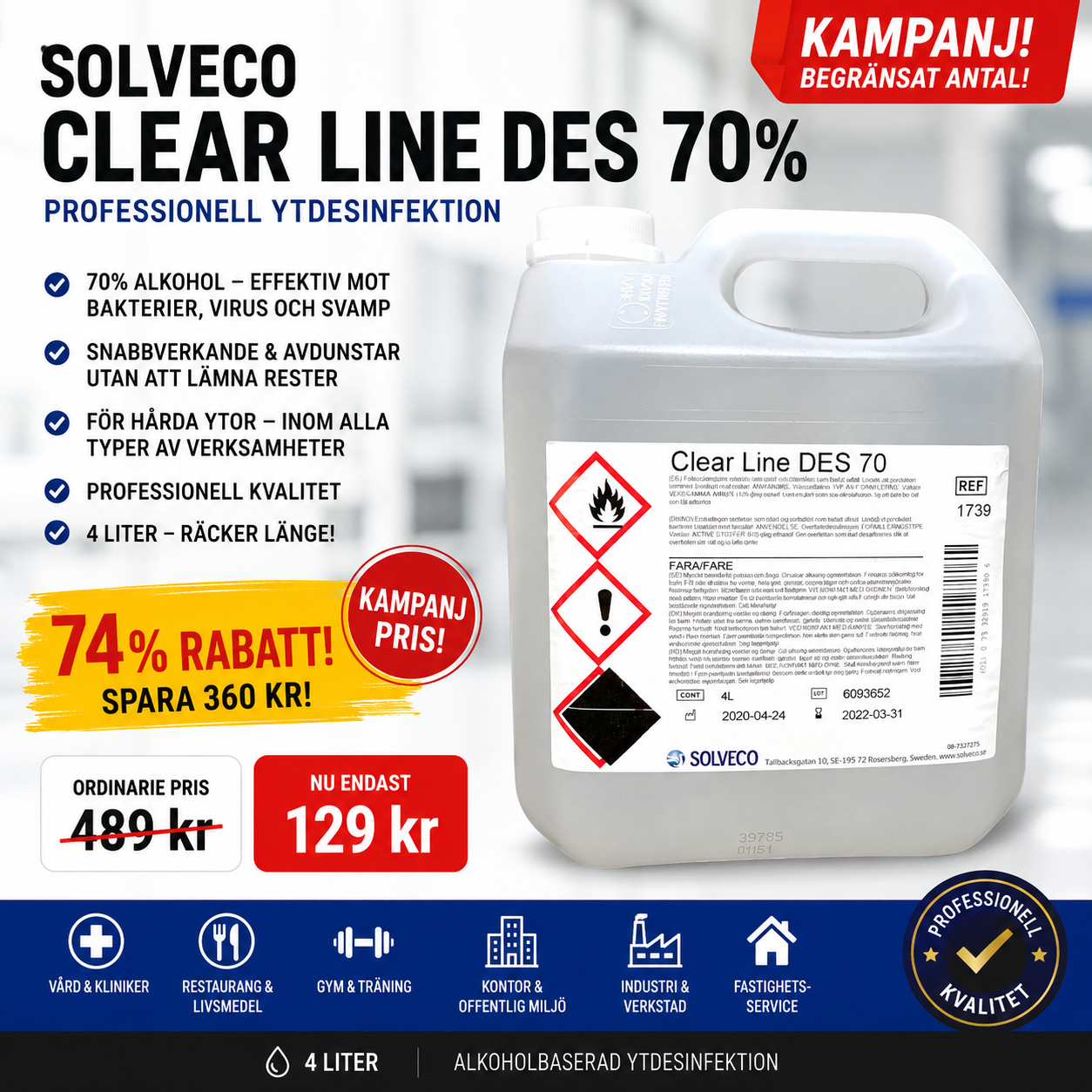 Solveco Clear Line Des 70% 4 L