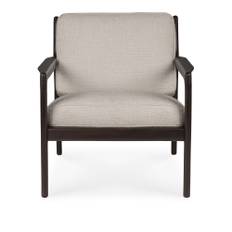 Ethnicraft - Jack Lounge Chair - Varnished Mahogany - Dark Brown - Ivory Fabric - Fåtöljer - Alain Van Havre - Brun - Trä