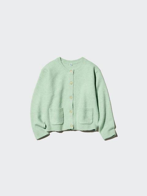 Uniqlo - Soufflé Yarn Cardigan - Green - 9-10 Years (140cm)