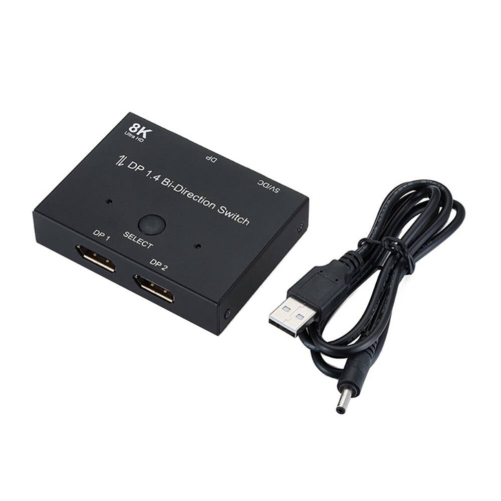 Kvm switch displayport dp switch displayport splitter 2 portar dubbelriktad 1 x 2 / 2 x 1 dp1.4 switcher 8k hdcp för xiaomi hdtv