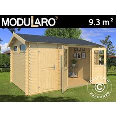 Redskabsskur Redskabsrum Haveskur i træ Narva 3,8x2,5x2,39m, 28mm, Natur