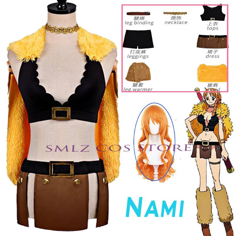Elbaph Nami Cosplay Costume Anime Live Action TV Sexy Na Mi Cloak Bra Skirt Wig Set Halloween Party Play Outfit for Woman