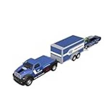 Miniature Die-cast Vehicle 1:64 Container Truck Miniatyr Modellbilar Metall Diecast Trailer Med Pull Back Transportfordon Utsökta Samlingar Scale Finished Model Car(Container Blue)