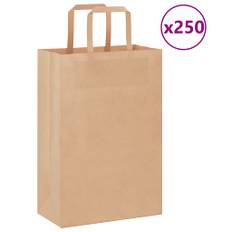 Kraftpapirposer 250 stk. med håndtag 21x11x31 cm brun