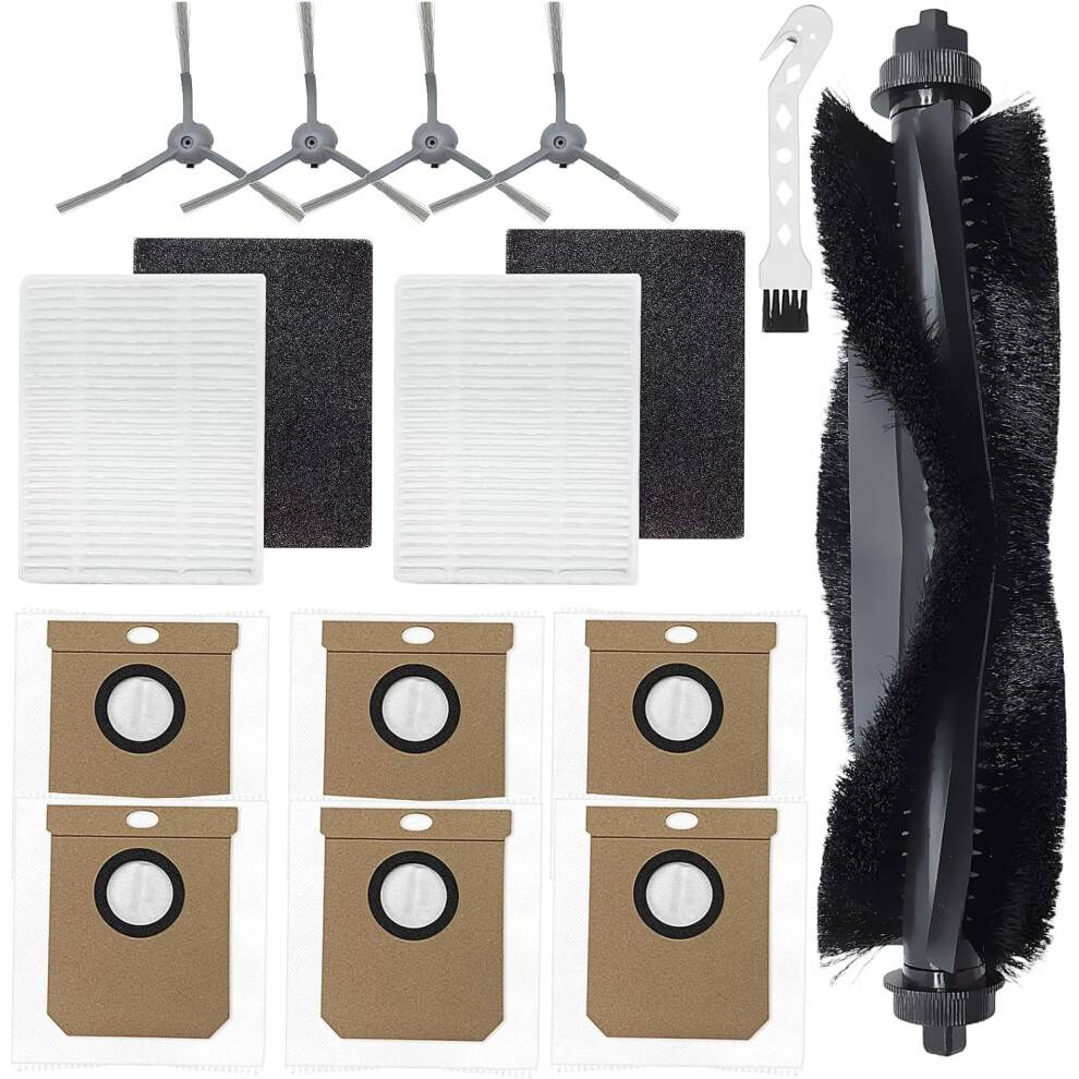 Reservedele til Eufy Clean L60, L60 SES, L50, L50 SES robotstøvsugertilbehør, hovedbørste + 6 støvposer + 4 sidebørster + 2 filtre + børste