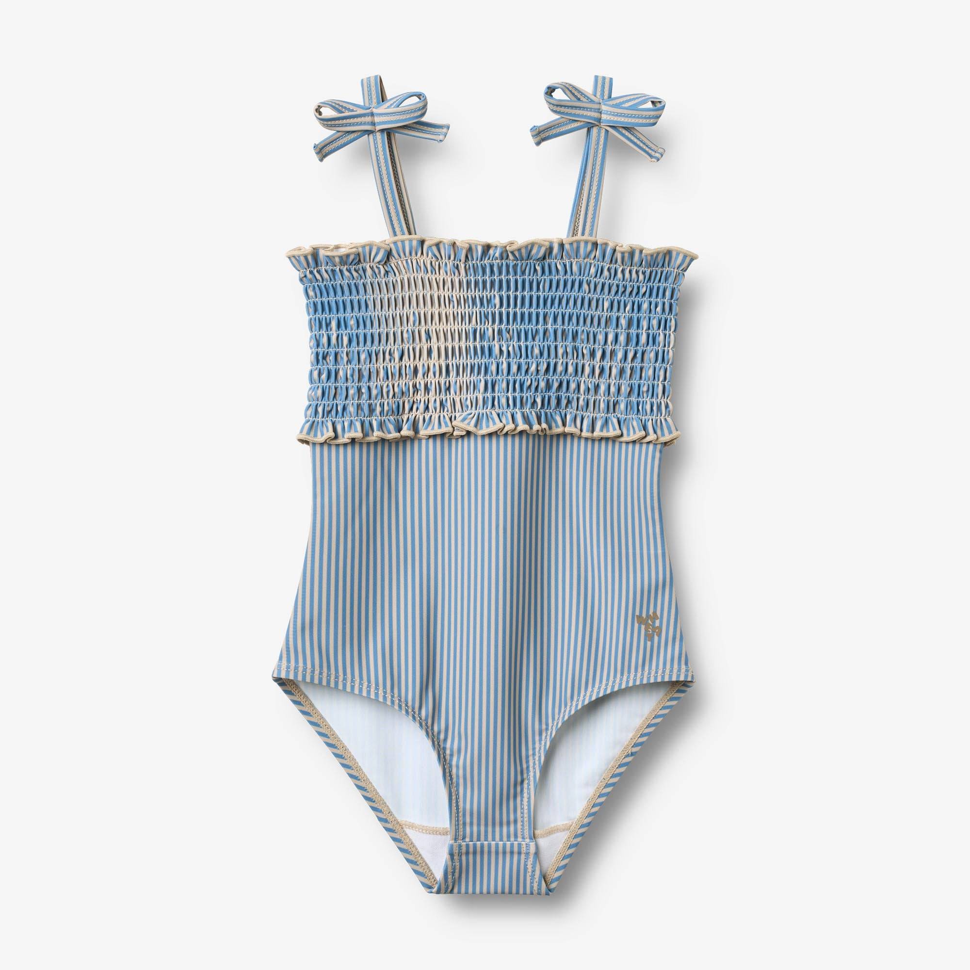 WHEAT® - Badedragt Selma - blue swim stripe - Str 110.