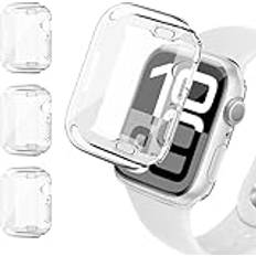 ivoler 3 stycken klart silikonfodral kompatibelt med Apple Watch 42 mm Series 10 skyddande fodral, fullständigt skydd, skyddsfilm, mjukt TPU-fodral, skydd, displayskyddsfilm för iWatch 42 mm