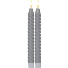 LED ANTIKLJUS FLAMME SWIRL GRÅ 2-Pack - 25cm / Batteridrivet med Timer