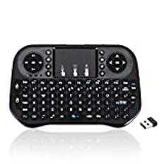 GECENinov Mini-trådlöst tangentbord med pekplatta, 2,4 GHz trådlöst mini-handhållet tangentbord med uppladdningsbart batteri, fjärrkontrolltangentbord, kompatibelt med PC, bärbar dator, smart-tv,