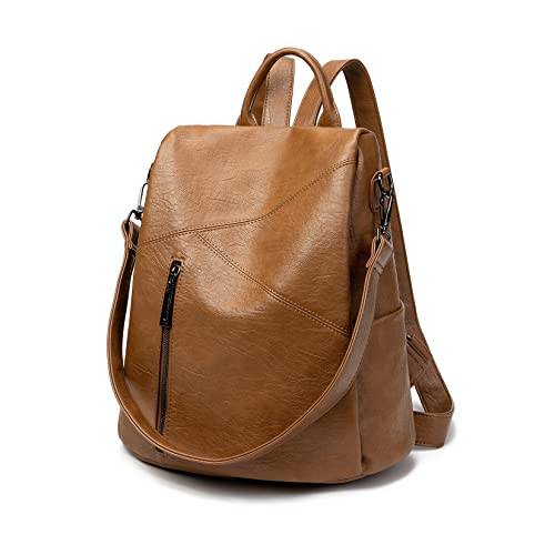 LIANGFUN Damen Lederrucksack, weicher Anti-Diebstahl-Rucksack, Fashion Casual Bag, Travel Backpack Work Bag, elegante Tote Bag, Business Travel Backpack, Braun