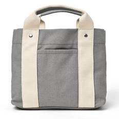 Mini Tote Bag for Women and Many Large Canvas Bag x [QUARE] Men, Canvas, Pockets, Capacity, Dividers, Popular, Small, Simple, Cloth, (Gray Ivory)