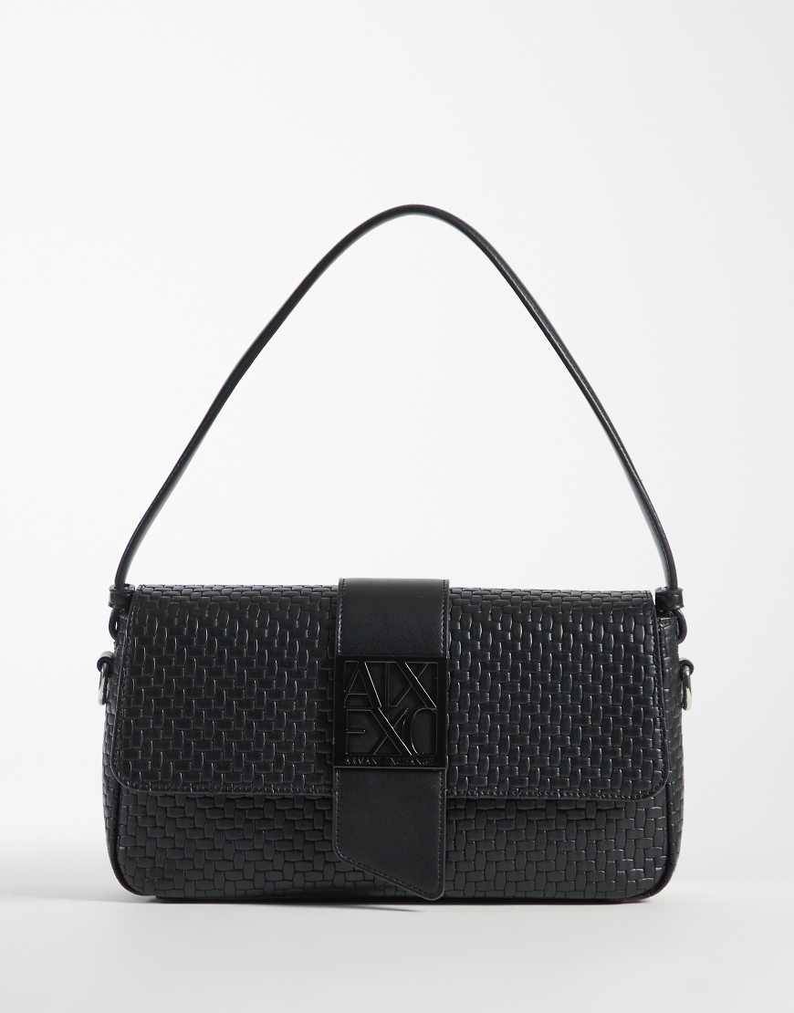 Armani Exchange - Susy - Sort blød skuldertaske i flet - One Size