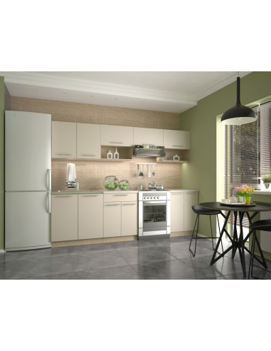VIOLA Komplet køkken uden hvidevarer i møbelplade B260 cm - Beige/Sonoma eg