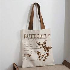 Butterfly Mönster Dubbelsidig tryckt axelhandväska Tryckt handväska Fritidsresor Strandväska Stor kapacitet Återanvändbar axelväska Dam Casual Axelväs - Multifärgad (FP-FB40001,FP-FB40001-1,FP-FB40001-2,FP-FB40001-3)