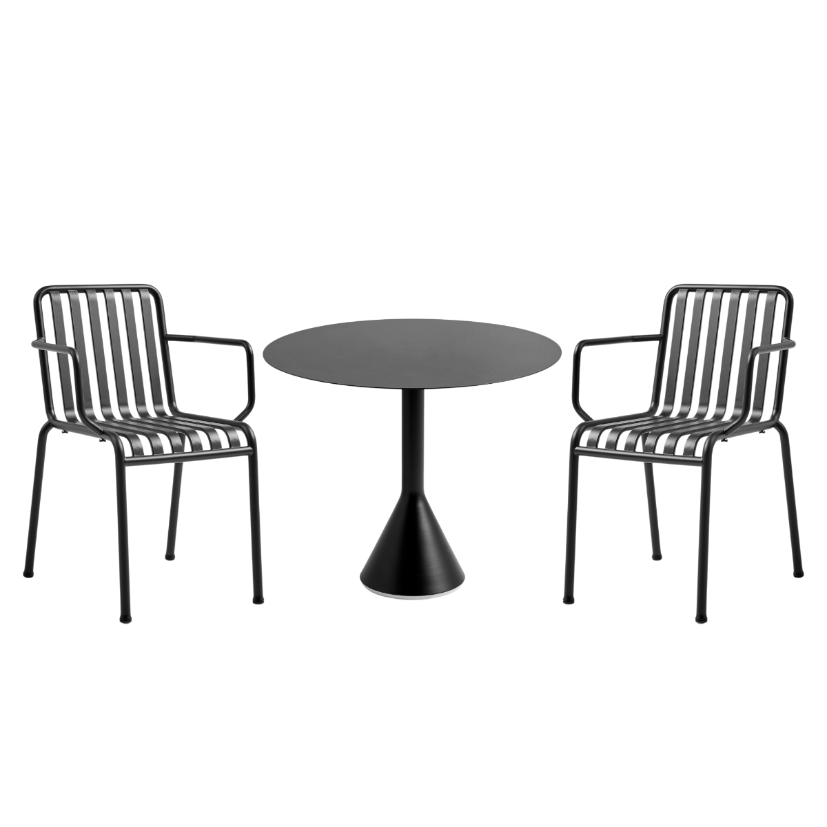 HAY Palissade Sæt 2 x Palissade Armchair Og Et Cone Table Ø90 - Anthracite