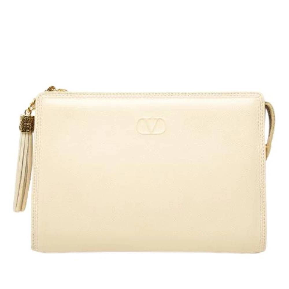 Valentino Vintage Pre-owned Læder Tassel Lynlås Clutch - Vintage - Dame - Hvid - ONE SIZE - Læder