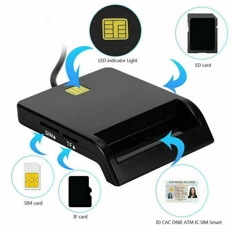 Usb sim smartkortläsare för bankkort ic/id emv sd tf mmc kortläsare usb-ccid iso 7816 för windows 7 8 10 linux os