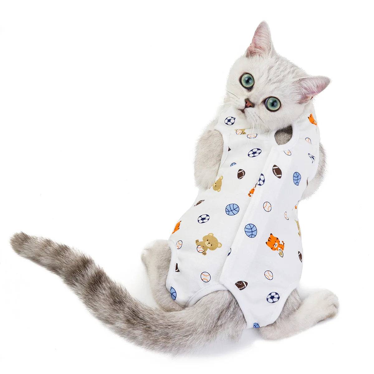 Post-Surgery Recovery Jumpsuit for Cats & Small Dogs - Football / S Weight 1.5KG (S Weight 1.5KG)