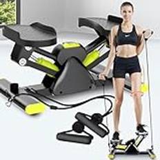 Mini Stepper Swing Stepper elliptiska träningsmaskiner med dragrep, superljud hemma på plats rörelse stepper fitness hydraulisk buffert-in-sits pedalmaskin (gul)