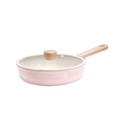 CAROTE 20cm Frying Pan with and Ceramic Induction Gas Easy to Perfect for Fried and All Heat Cherry Blossom Pink Lid, PFAS, Lead, Cadmium, rosa