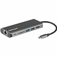 StarTech.com USB-C Multiport-adapter – 2 x USB 3.0/HDMI/SD/Gigabit Ethernet – med strömförsörjning (USB PD) – USB C-dock – tillgänglig DKT30CSDHPD3 (DKT30CSDHPD)